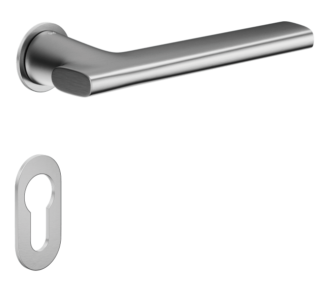 Дверна ручка DND by Martinelli SAN на розетці UNICO з накладками на циліндр, матовий хром (Італія)