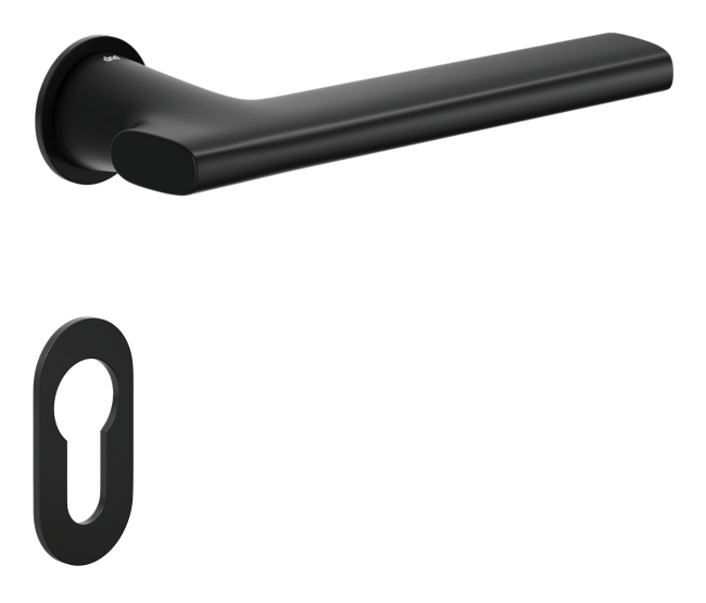 Дверна ручка DND by Martinelli SAN на розетці UNICO з накладками під циліндр, чорний (Італія)