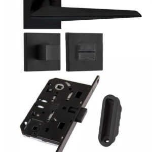 Комплект із чорної ручки ILAVIO 2386 і фіксатора, замок AGB Mediana Polaris + відповідна планка