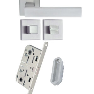 Комплект із ручки ILAVIO 2036 хром матовий і фіксатора, замок AGB Mediana Polaris + відповідна планка