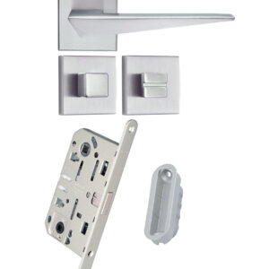 Комплект із ручки ILAVIO 2376 хром матовий і фіксатора, замок AGB Mediana Polaris + відповідна планка