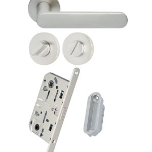 Комплект з ручки ILAVIO 2261 хром матовий і фіксатора, замок AGB Mediana Polaris + відповідна планка