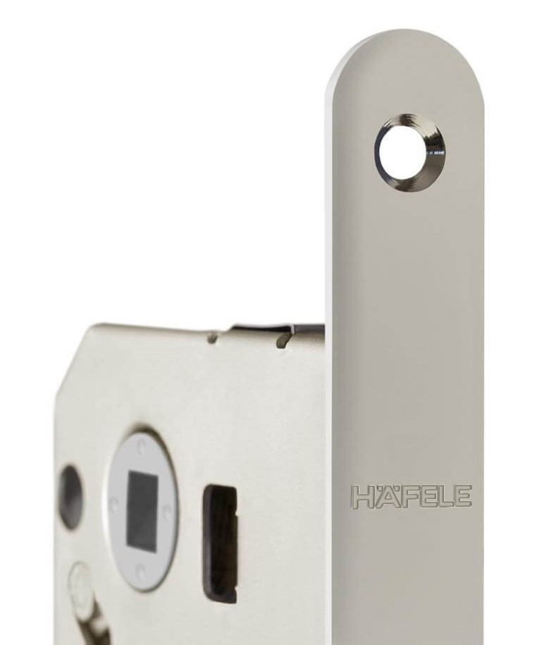 Врізний магнітний замок Hafele FORTY NG PC 18 х 196 мм, 8мм, нікель полірований (Німеччина)