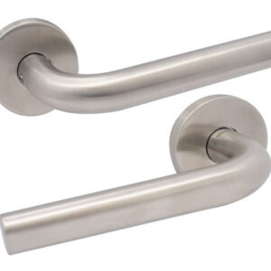 Ручки для дверей ABARO Rimini MM на круглій розетці, нержавіюча сталь (Україна)